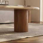 Bay Furniture Cloud-Form Travertine & Walnut Nesting Coffee Table Set
