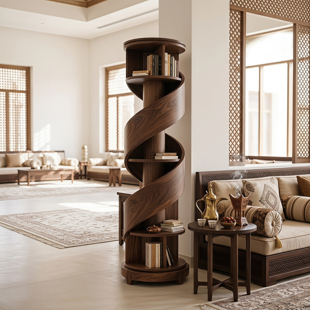 Bay Furniture Spiral Tower Walnut Bookshelf