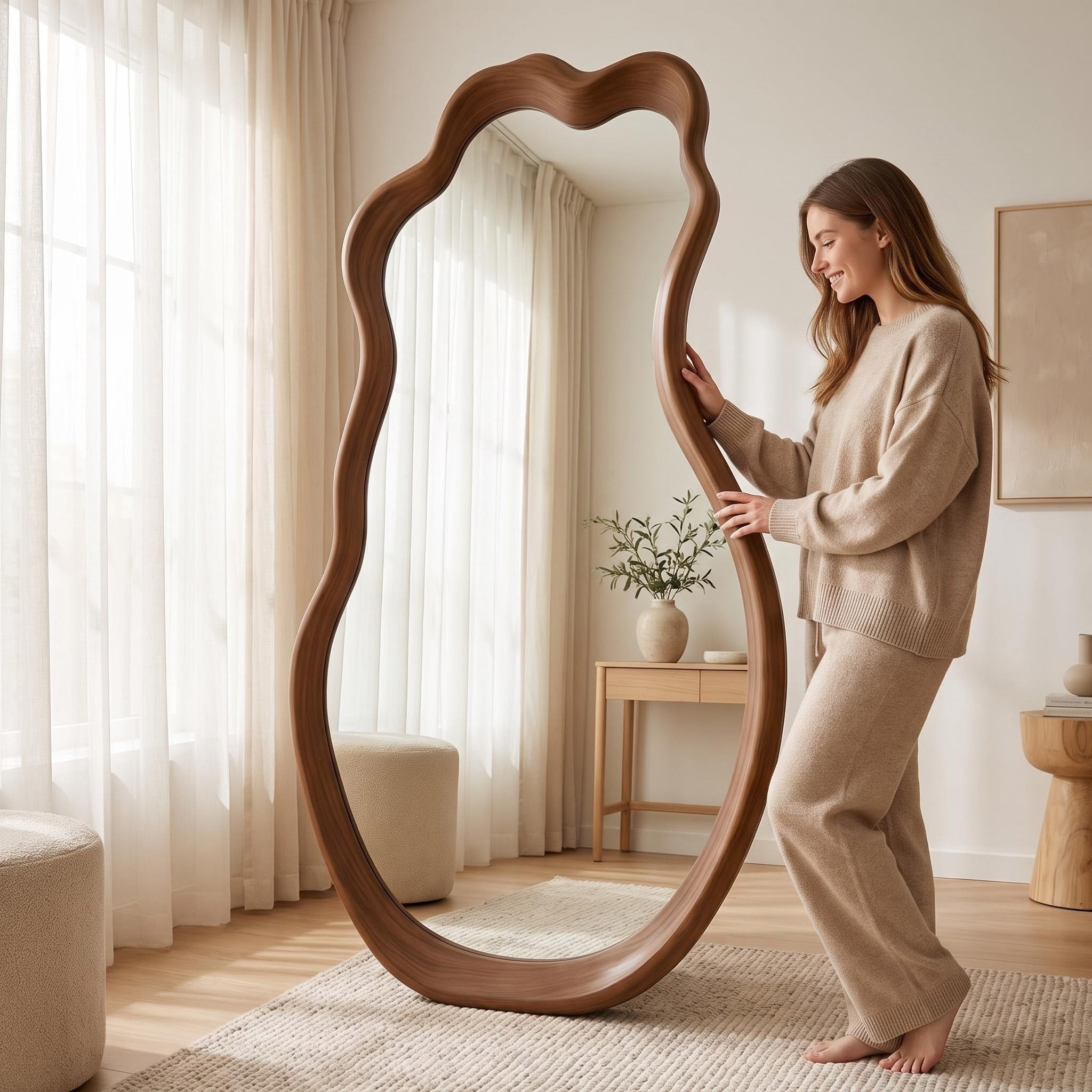 Bay Furniture Wavy Organic Full-Length Floor Mirror