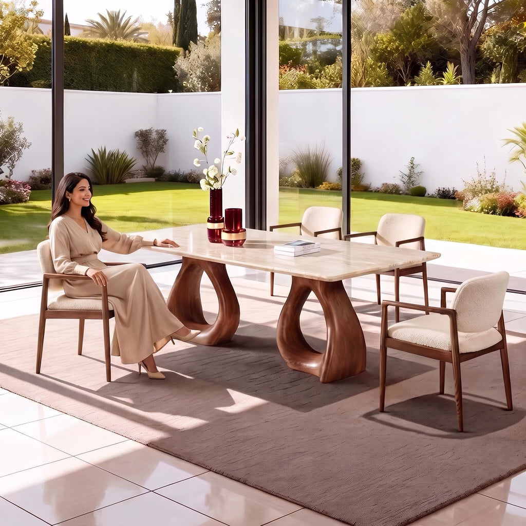 Bay Furniture Infinity Loop Walnut Base Sintered Stone Dining Table