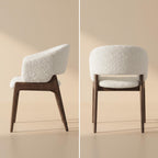 Bay Furniture U-Shell Bouclé & Shaggy Dining Chair with Walnut Legs