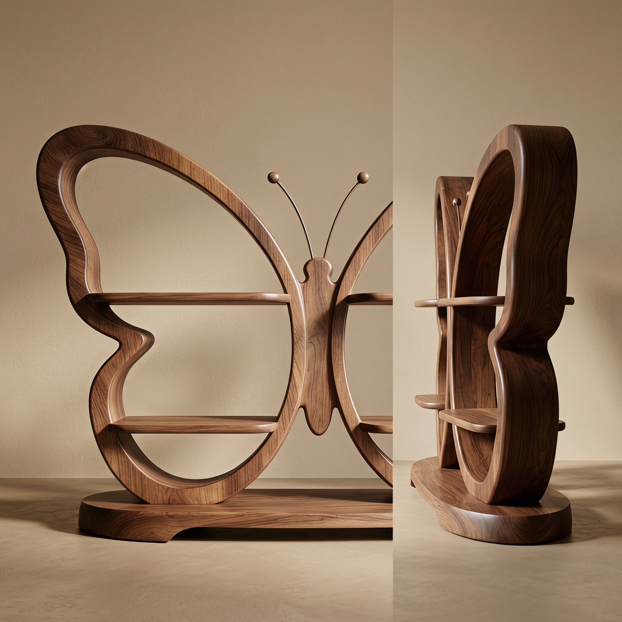 Bay Furniture Butterfly Display Shelf in Walnut