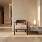Bay Furniture Solid Wood Back Linen Lounge Chair