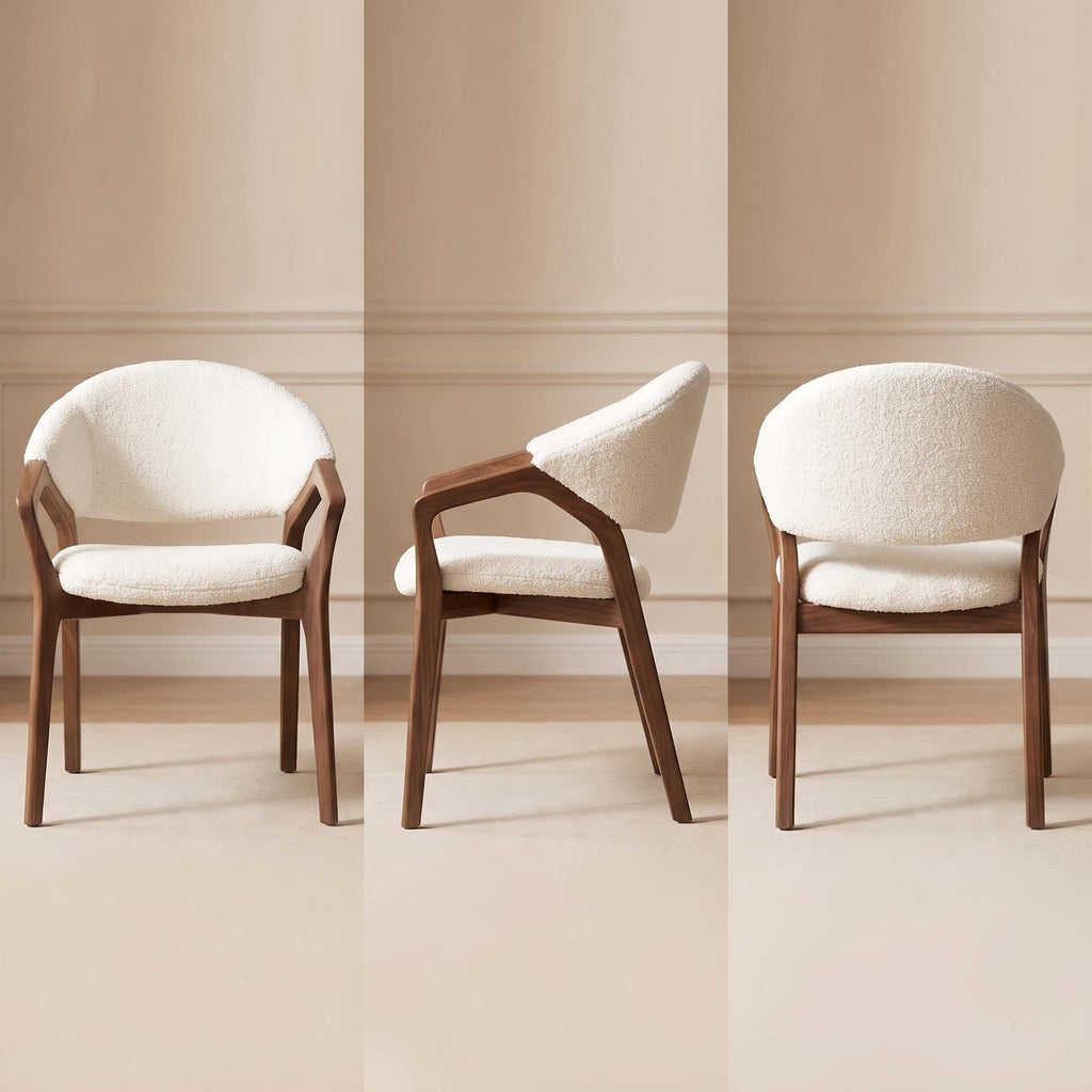 Bay Furniture Wrap-Back Arc-Arm Bouclé Dining Chair