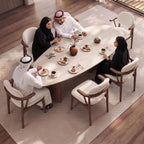 Bay Furniture Oval Sintered Stone Dining Table with Cylinder Base