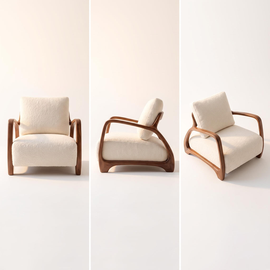 Bay Furniture Sculpted Arm Boucle Accent Chair