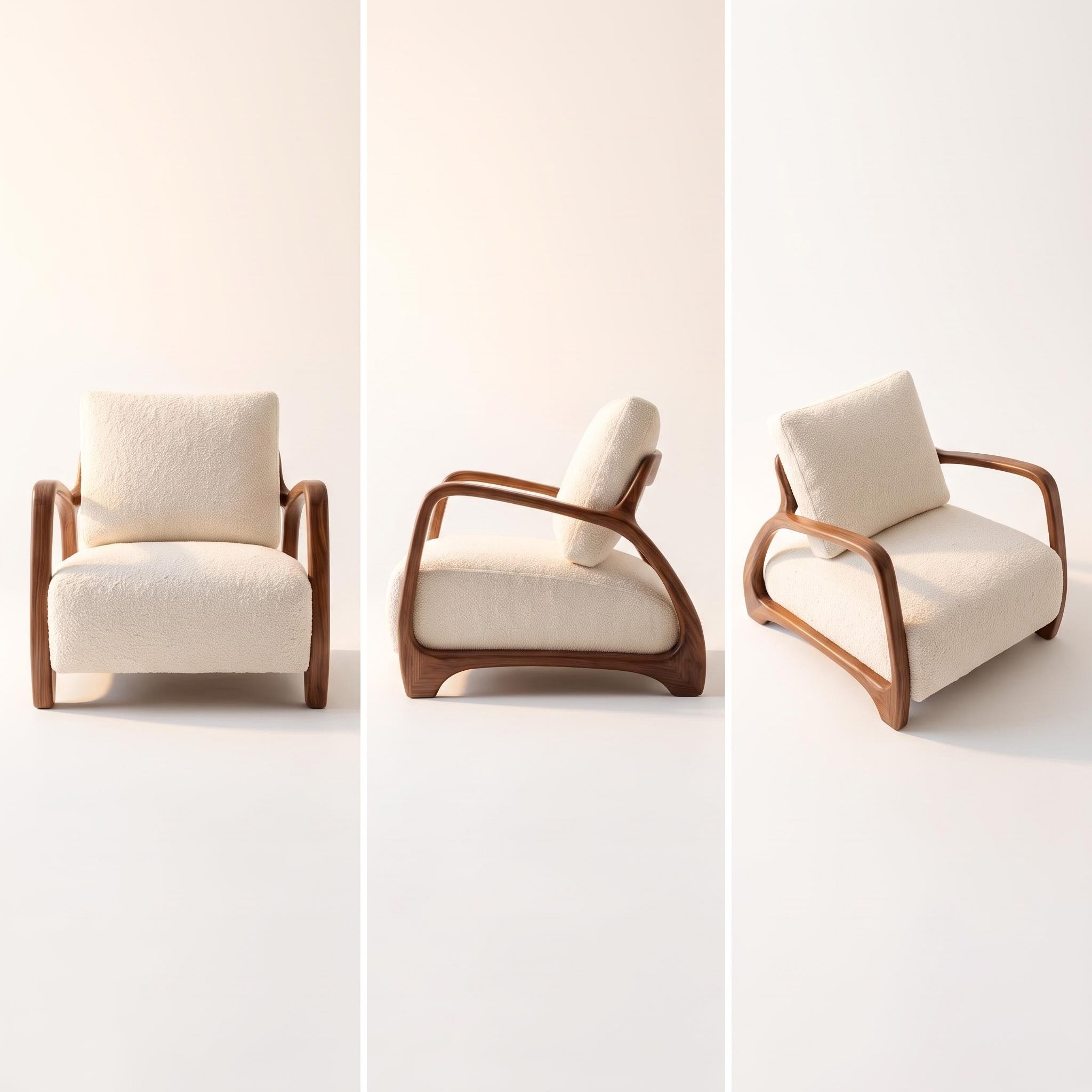 Bay Furniture Sculpted Arm Boucle Accent Chair
