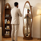 Bay Furniture Oval Floor Mirror & Shelving Unit Set