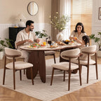 Bay Furniture Oval Stone Dining Table & Bouclé Chair Set – Petal Base