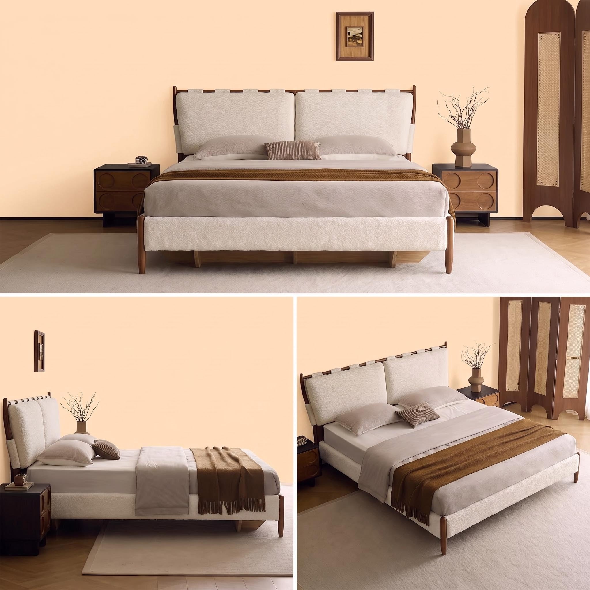 Bay Furniture Ladder Rail Boucle Bed – Frame Only