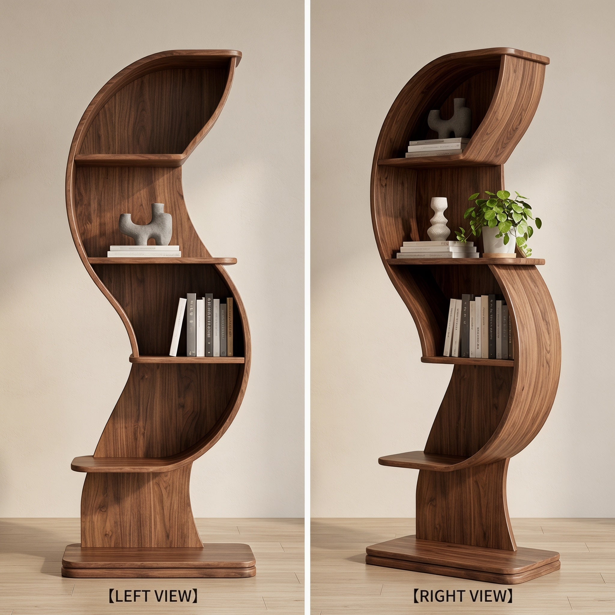 Bay Furniture Enclosed S-Wave Walnut Bookcase