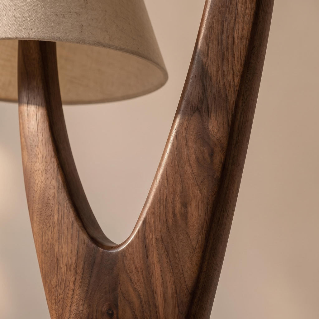 Bay Furniture S-Stem Walnut Floor Lamp with Side Table