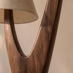 Bay Furniture S-Stem Walnut Floor Lamp with Side Table