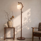 Bay Furniture Antler Branch Walnut Floor Lamp with Glass Globe