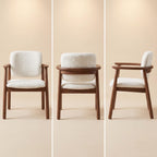 Bay Furniture Arc-Arm Bouclé Dining Chair with Floating Backrest
