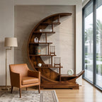 Bay Furniture Crescent Arc Display Shelf with Floating Shelves