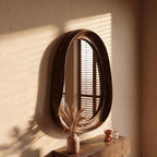 Organic Mirror, Floating Shelf & Stool Set – Walnut | Bay Furniture