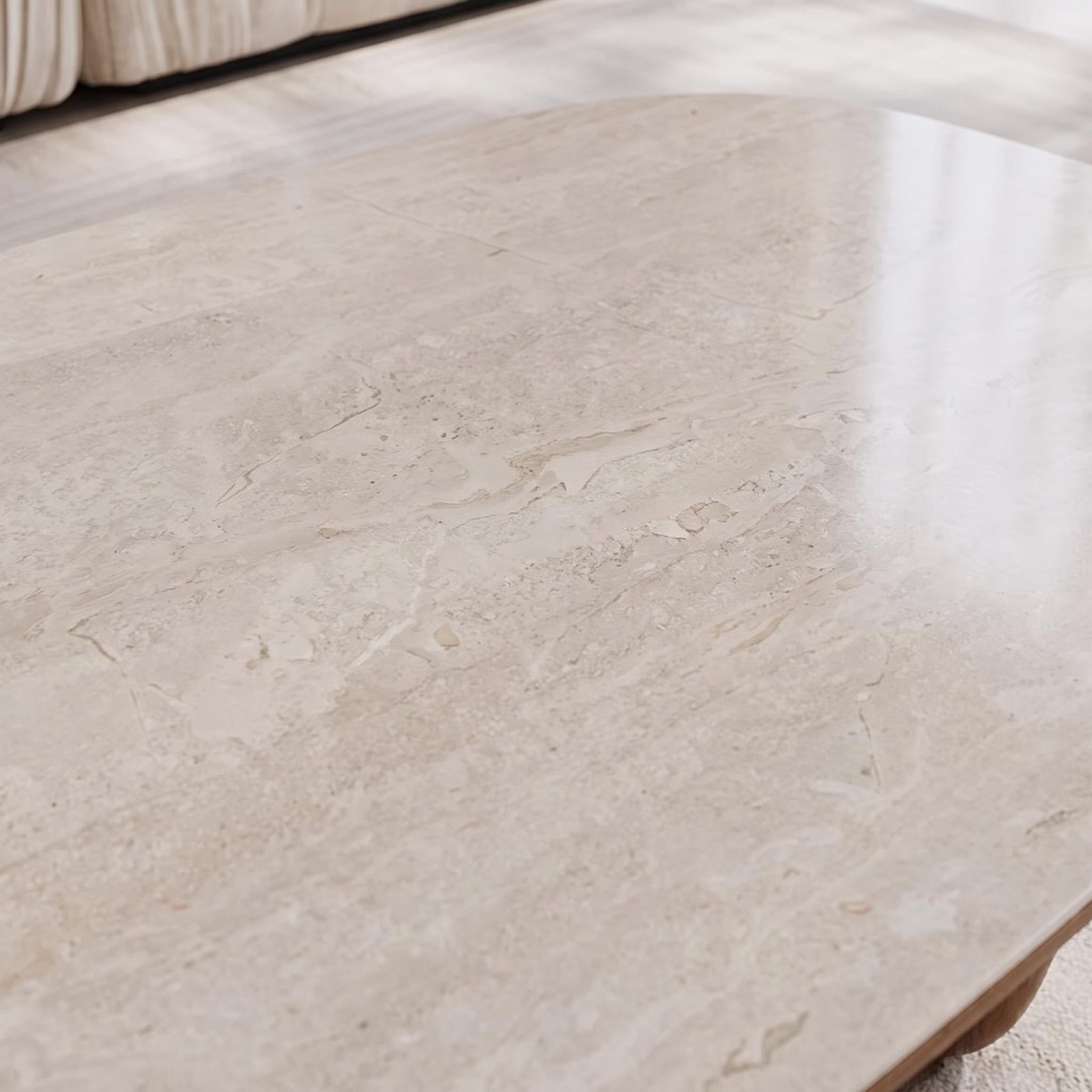 Bay Furniture Superellipse Sintered Stone Coffee Table with Walnut Cylinder Legs