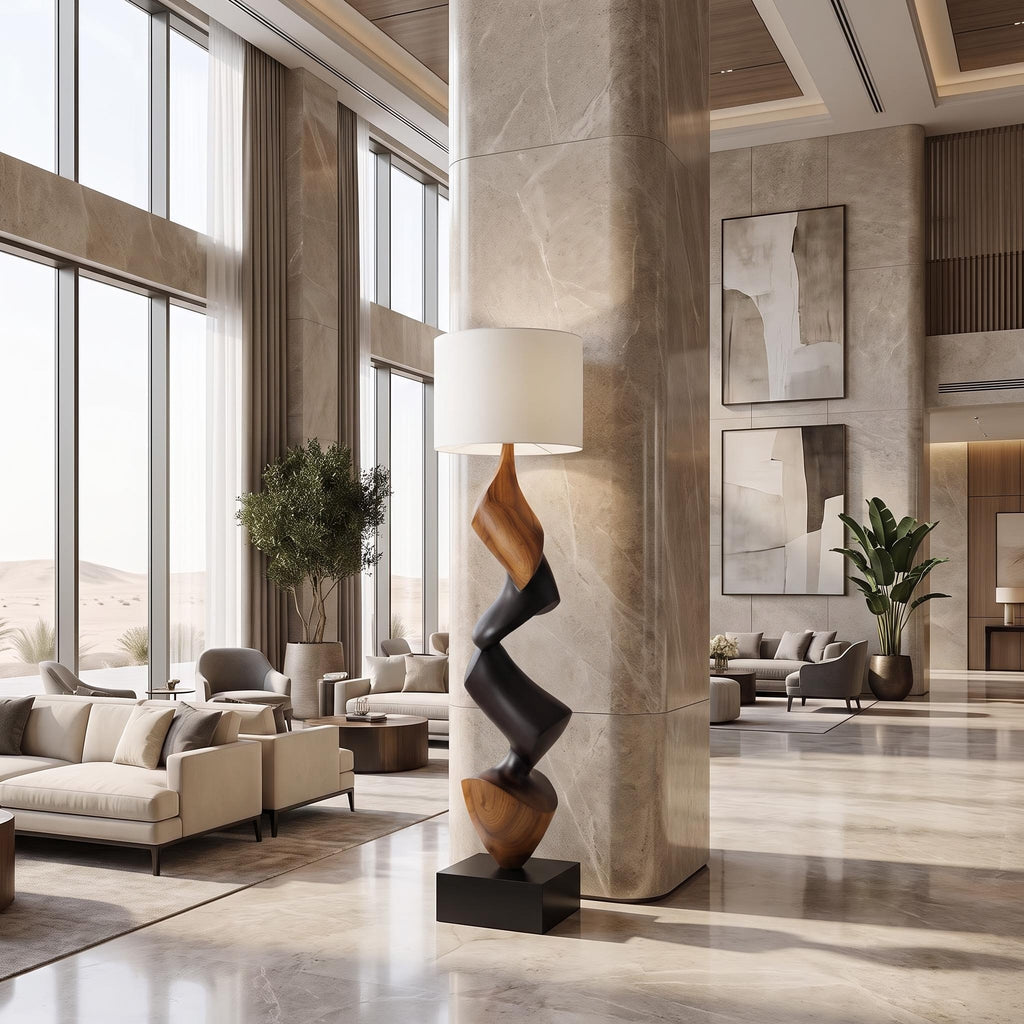 Bay Furniture Two-Tone Flame Wave Sculptural Floor Lamp