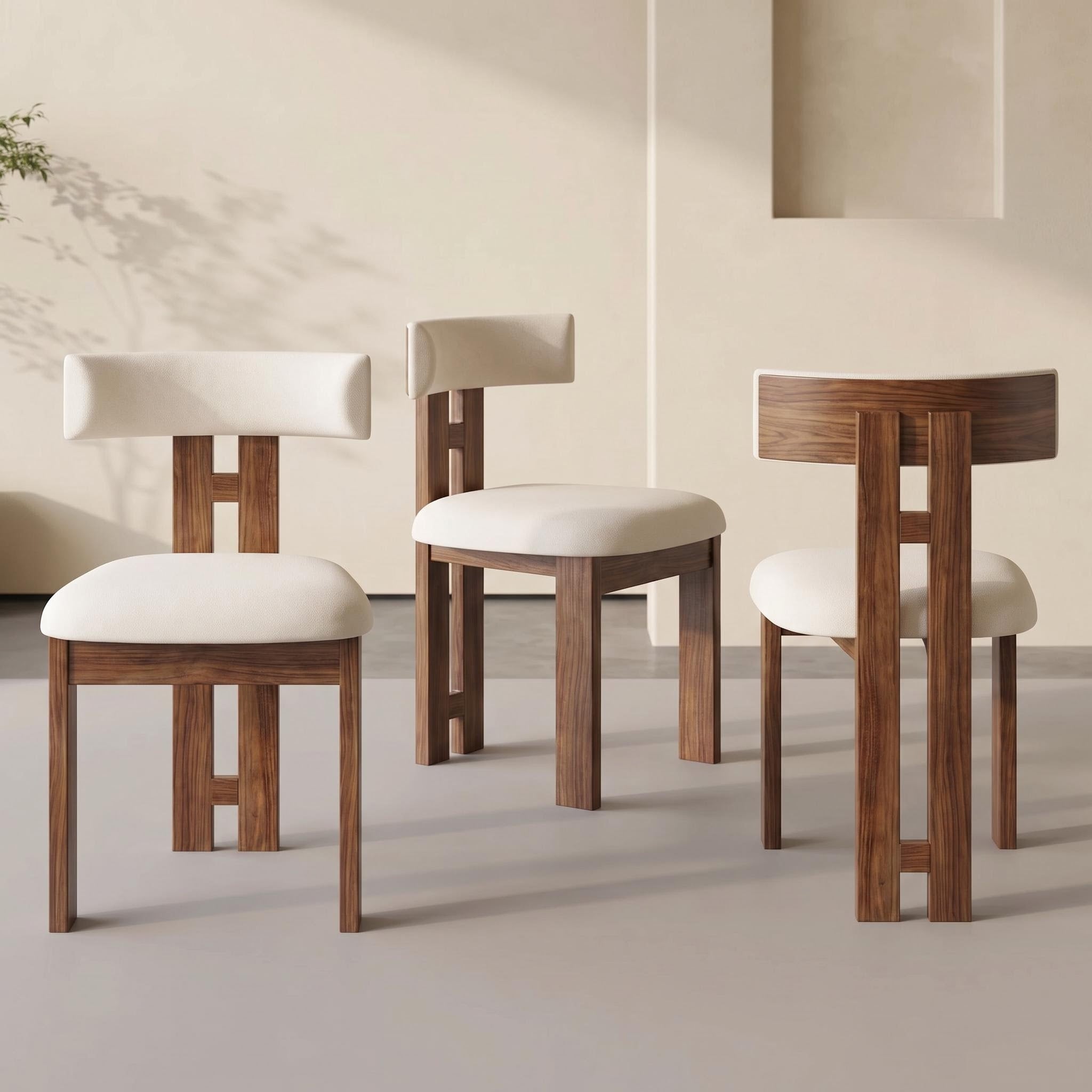 Bay Furniture H-Frame Walnut Dining Chair with Cylinder Backrest