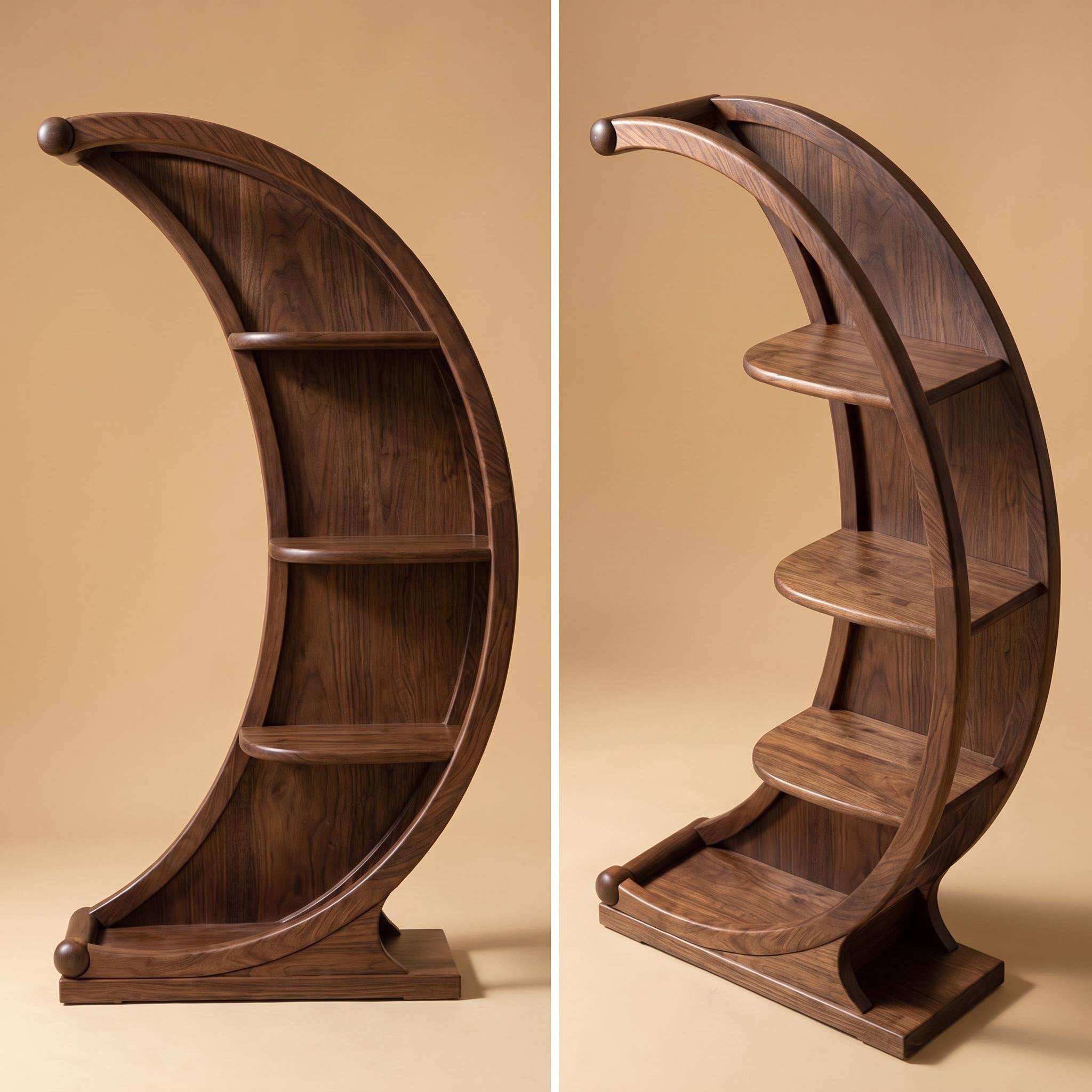 Bay Furniture Crescent Moon Walnut Bookshelf