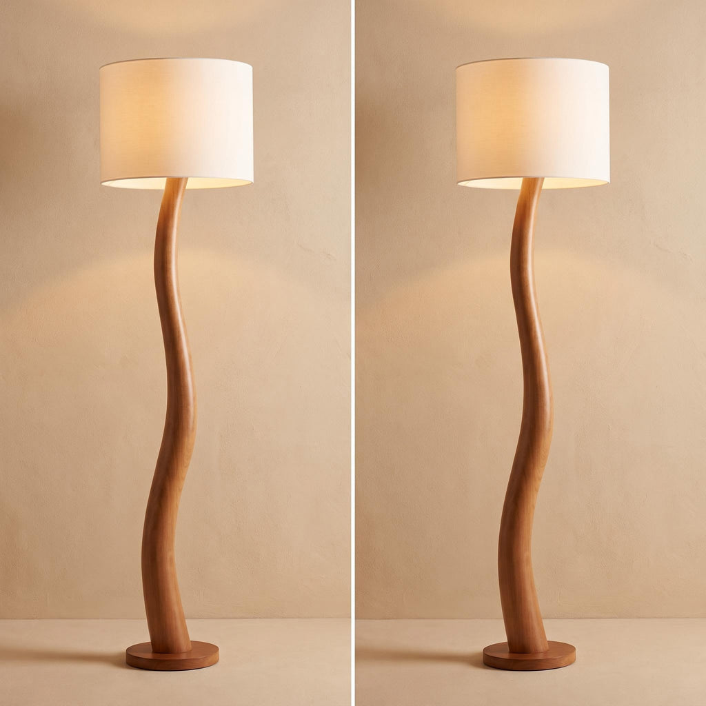 Bay Furniture Organic Curve Solid Wood Floor Lamp