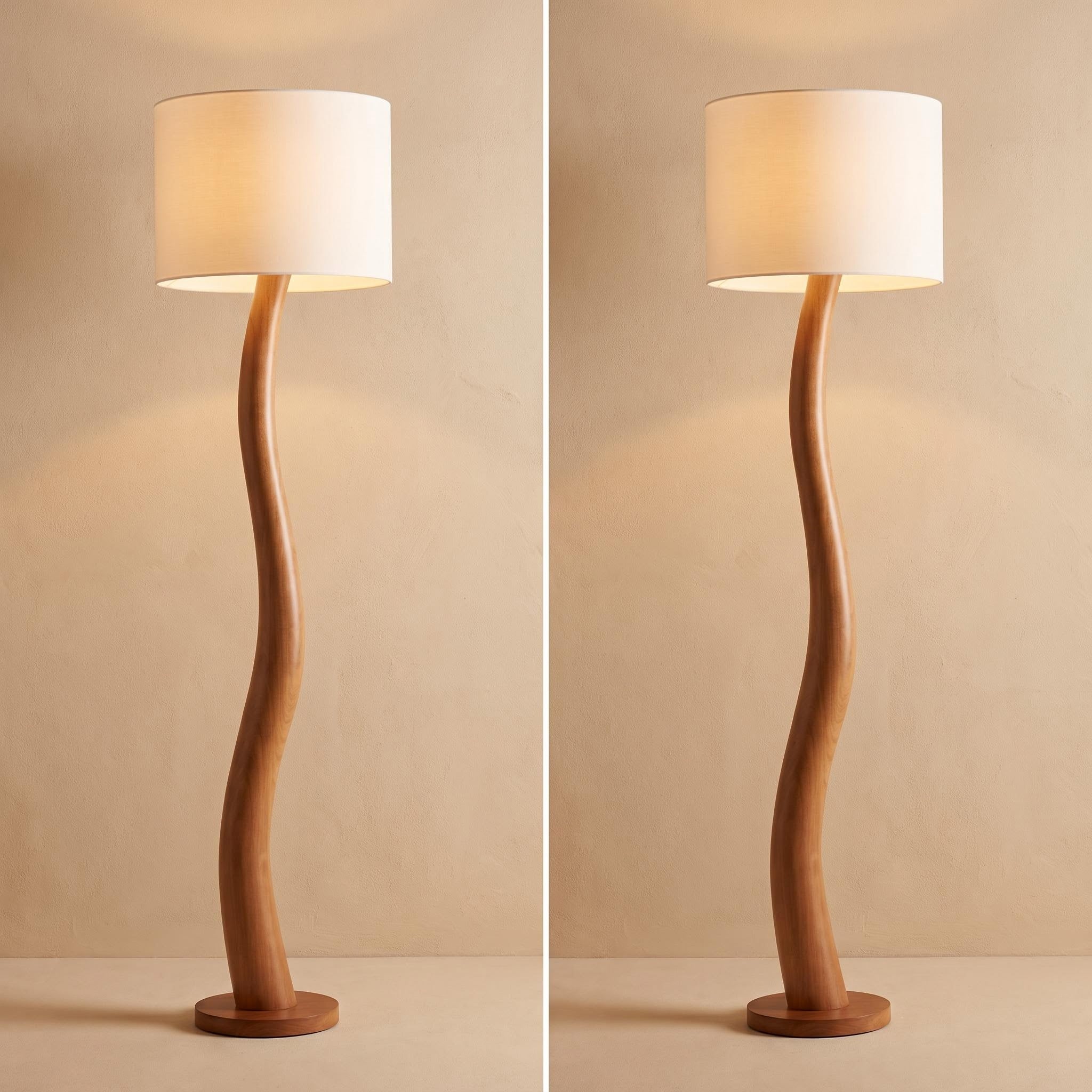 Bay Furniture Organic Curve Solid Wood Floor Lamp