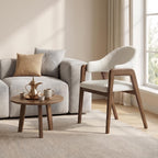 Bay Furniture Asymmetric Wrap-Arm Teddy Bouclé Dining Chair