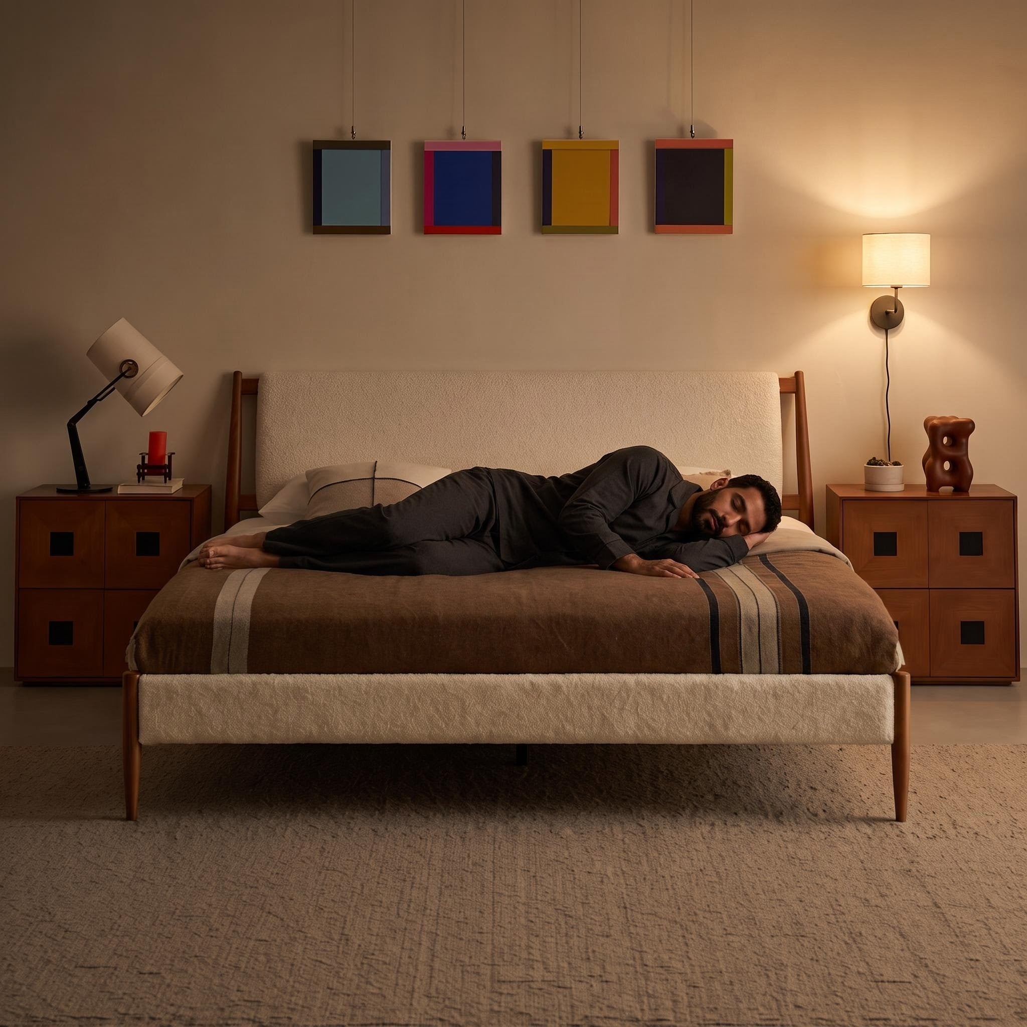Bay Furniture Splayed Post Boucle Bed – Frame Only