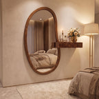 Oval Floor Mirror, Fluted Side Shelf & Embossed Stool Dressing Set | Bay Furniture