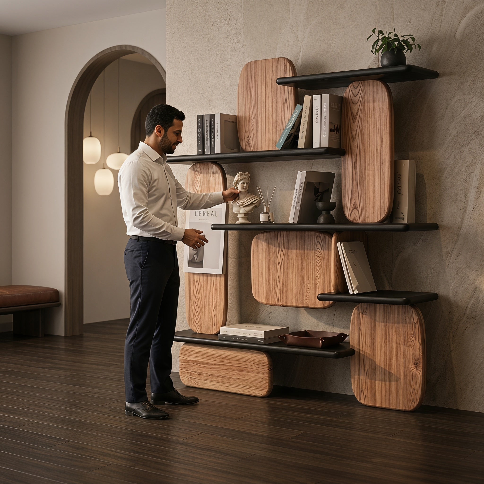 Bay Furniture Organic Pebble Wall Shelving System