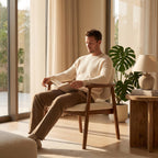 Bay Furniture Arc-Arm Bouclé Dining Chair with Floating Backrest