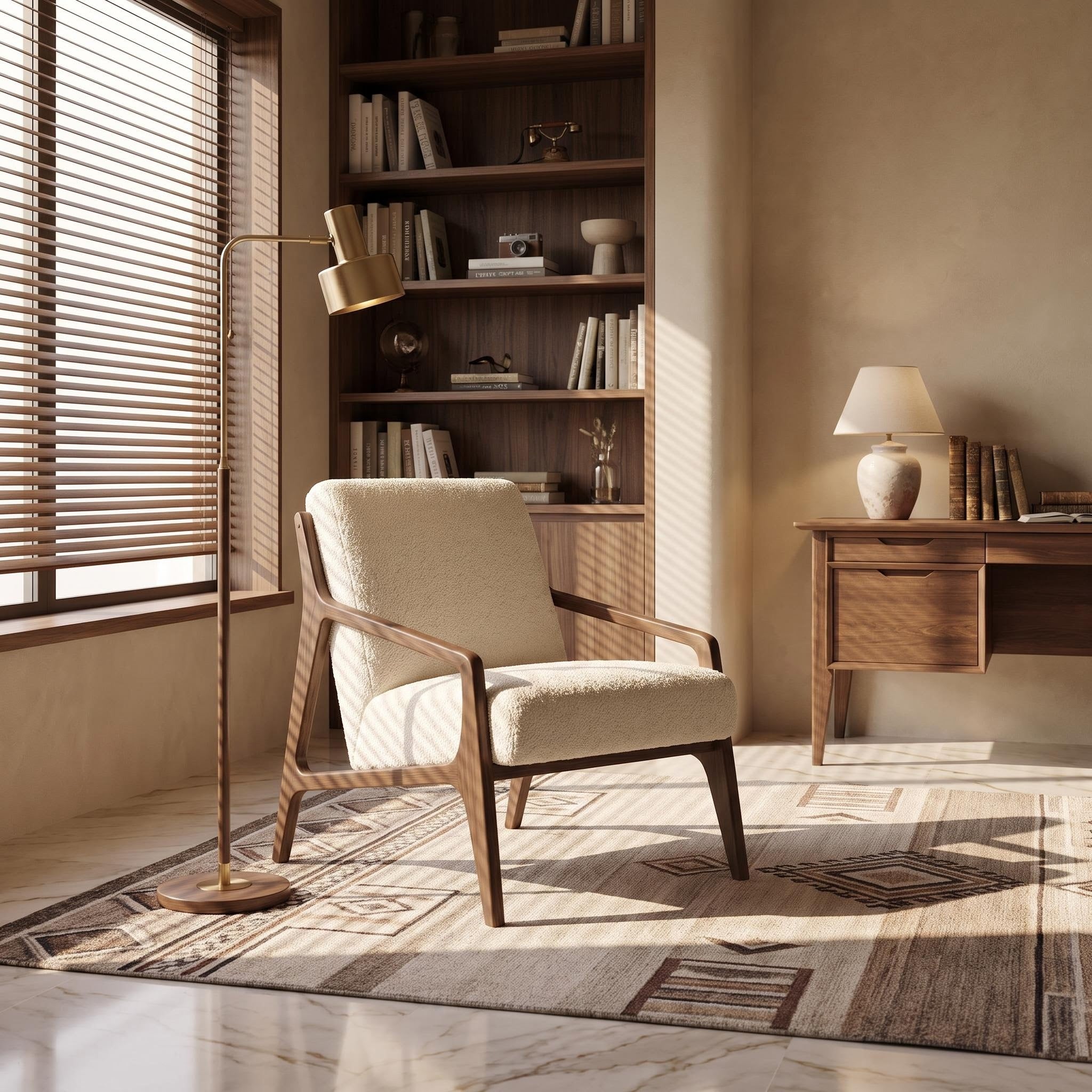 Bay Furniture Open Frame Boucle Accent Chair