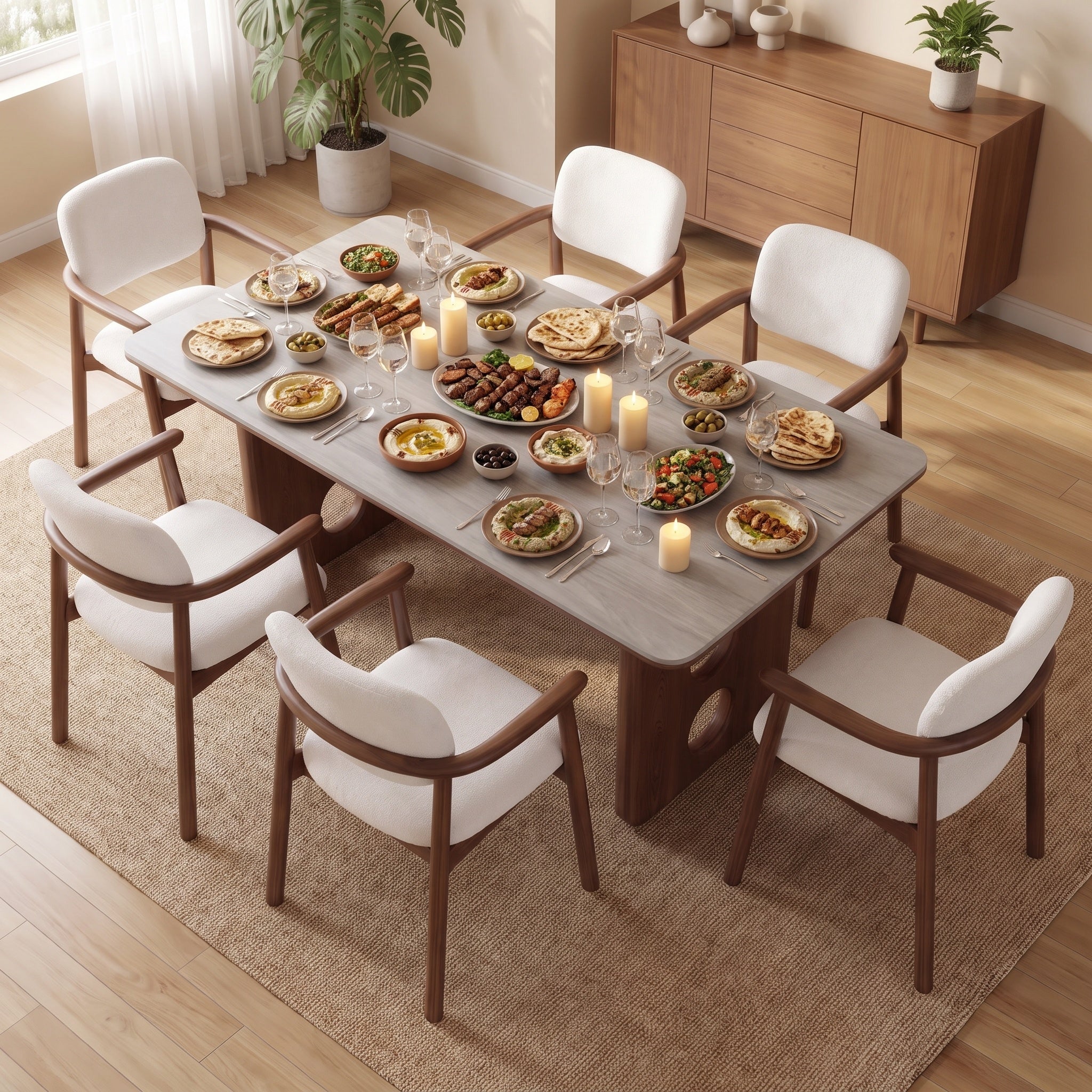 Bay Furniture Circle Cutout Solid Walnut Dining Table