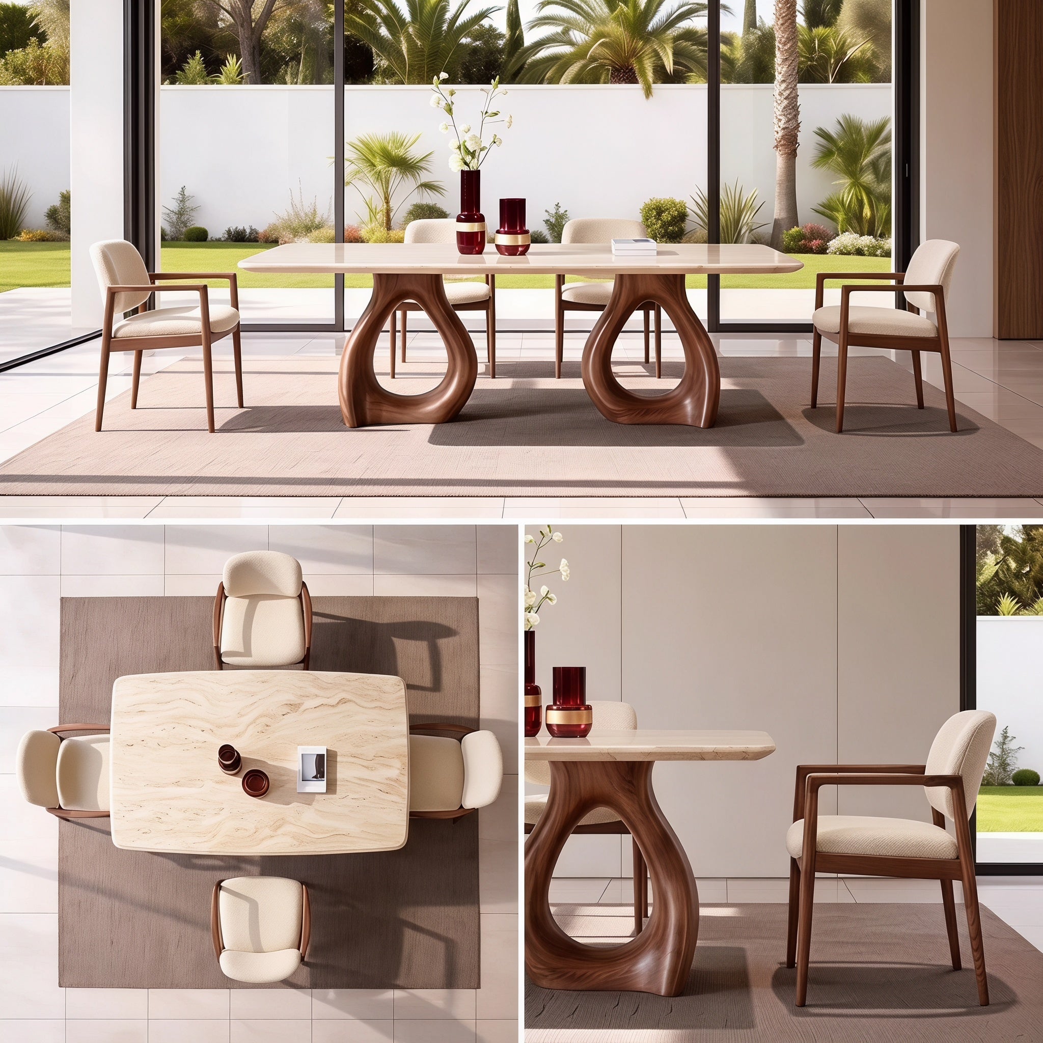 Bay Furniture Infinity Loop Walnut Base Sintered Stone Dining Table
