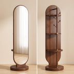 Bay Furniture Rotating Oval Mirror with Coat Rack & Shelves