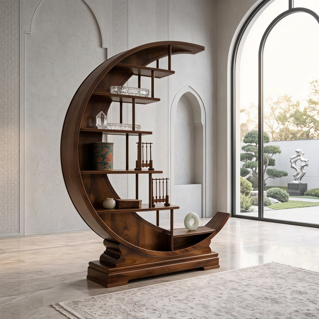 Bay Furniture Crescent Arc Display Shelf with Floating Shelves