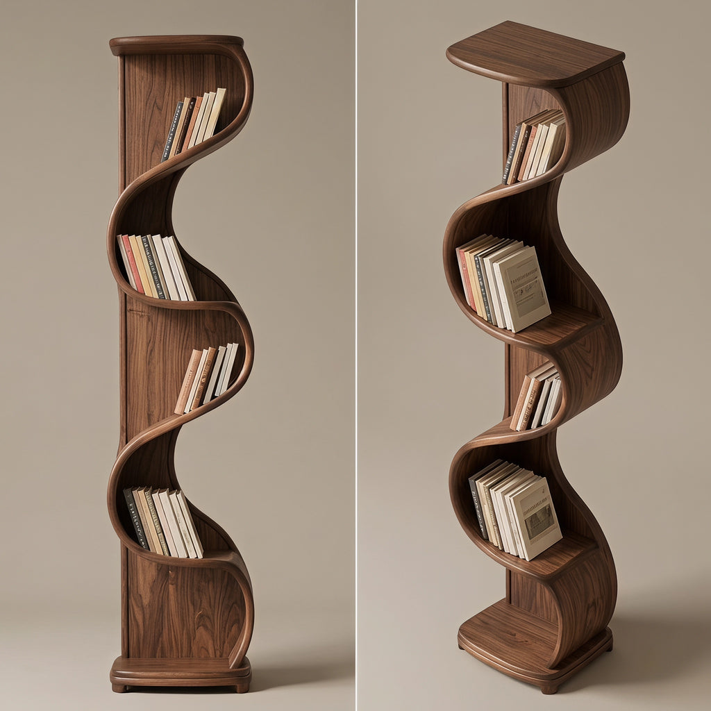 Bay Furniture Wave Spine Tall Walnut Bookshelf