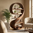 Bay Furniture Nine-Form Sculptural Walnut Bookshelf