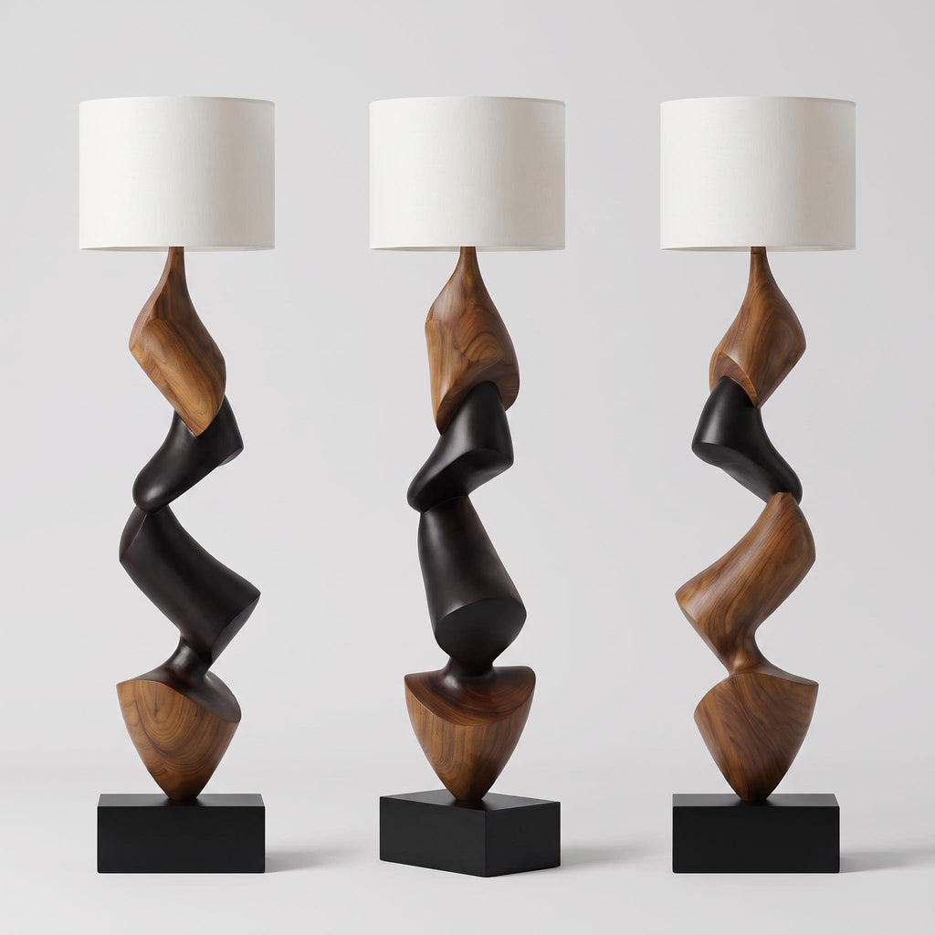 Bay Furniture Two-Tone Flame Wave Sculptural Floor Lamp