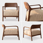 Bay Furniture Solid Wood Back Linen Lounge Chair