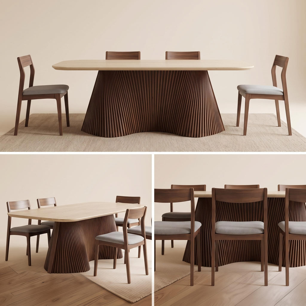 Bay Furniture Fluted Drum Pedestal Sintered Stone Dining Table