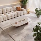 Bay Furniture Superellipse Sintered Stone Coffee Table with Walnut Cylinder Legs