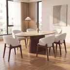 Bay Furniture Oval Sintered Stone Dining Table with Organic Cone Pedestal