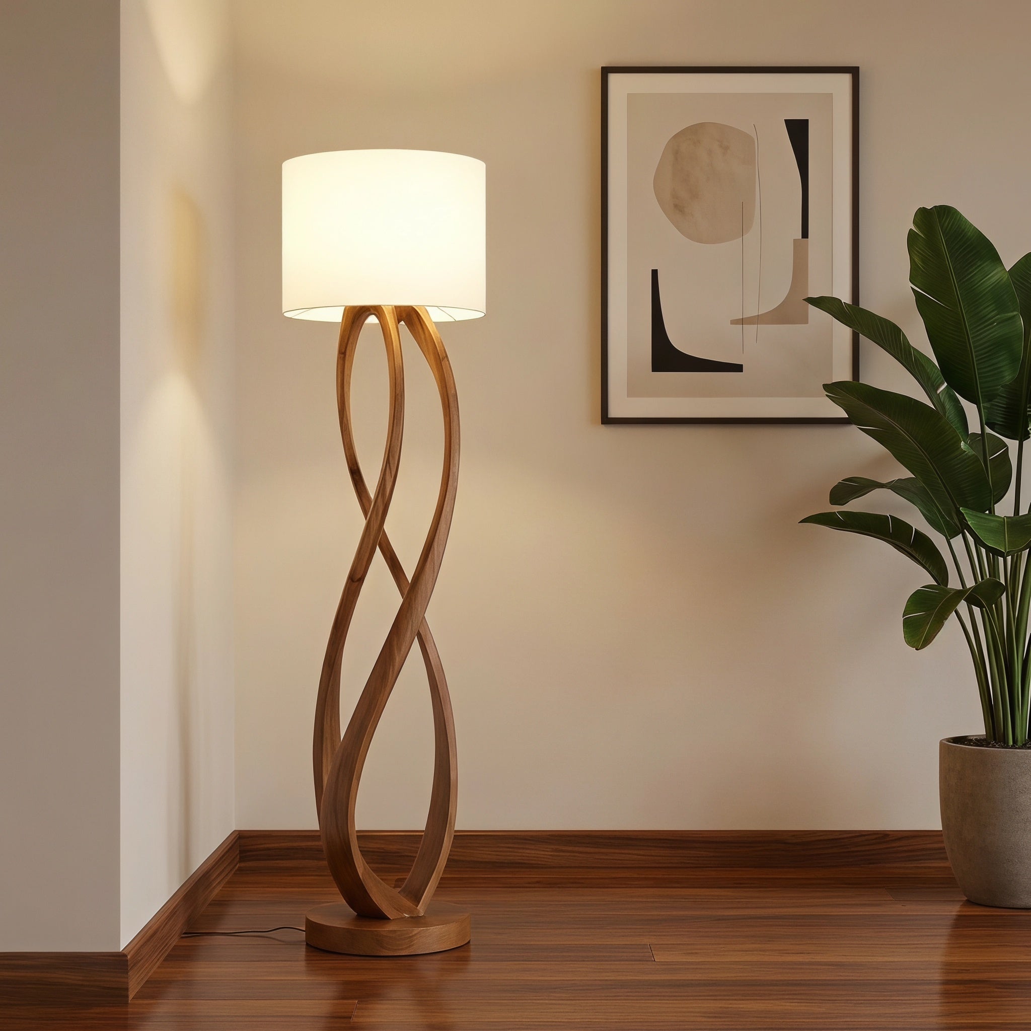 Bay Furniture Twisted Braid Walnut Floor Lamp