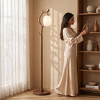 Bay Furniture Antler Branch Walnut Floor Lamp with Glass Globe