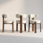 Bay Furniture Double-Tube Backrest Bouclé Dining Chair with Round Seat