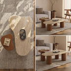 Bay Furniture Cloud-Form Travertine & Walnut Nesting Coffee Table Set