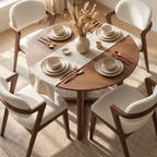 Bay Furniture Triangle-Arm Bouclé Dining Chair with Splayed Walnut Legs