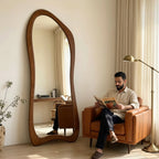 Asymmetric Organic Floor Mirror – Solid Walnut Wood | Bay Furniture